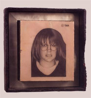 Blue Eyes - 1999-2000 - Pencil, Resin, Burnt Wood Frame - 11x8.5"