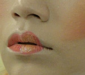 Kabuki performance artist's lips